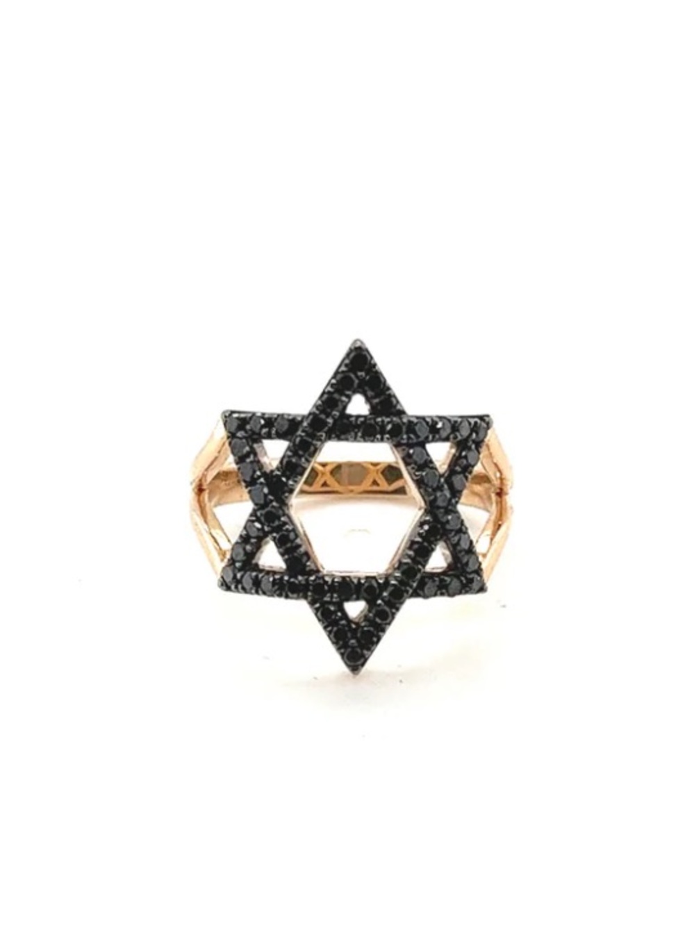 Star of David Pavé Ring in Black Diamond on Rose Gold